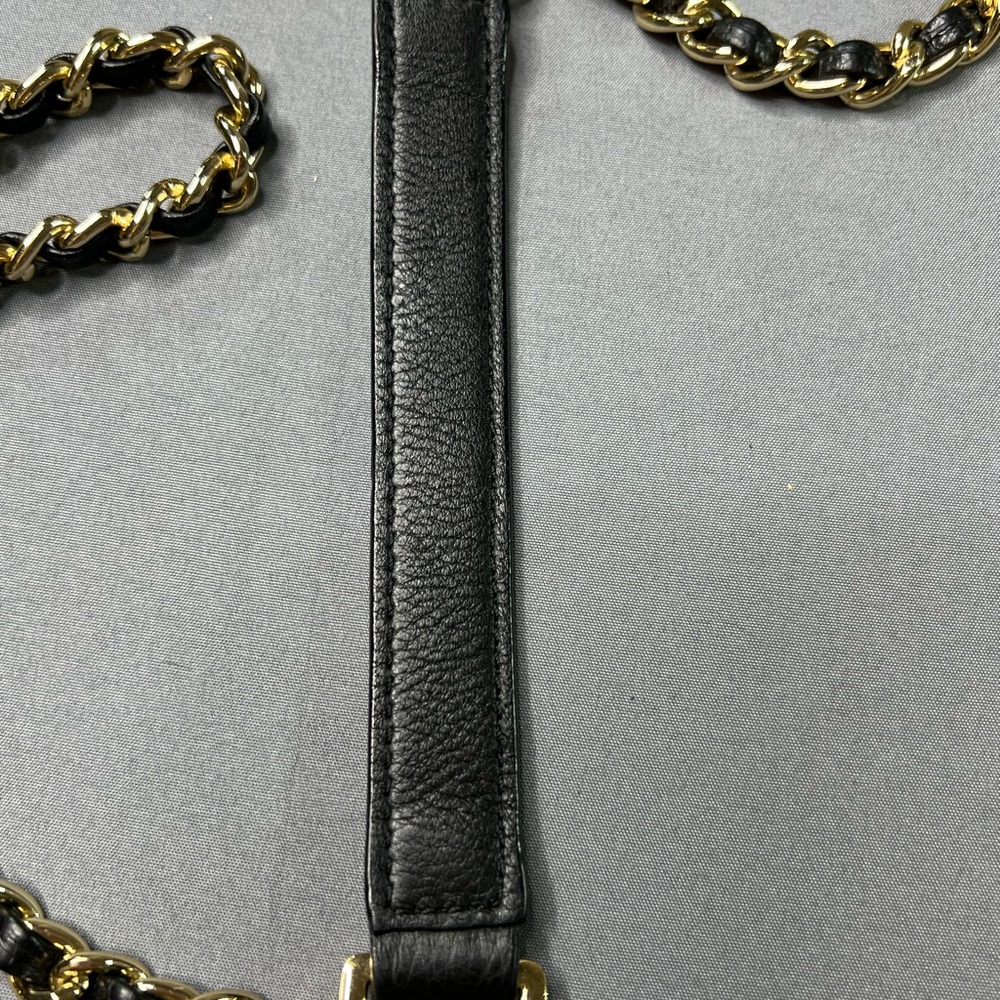 Tory Burch Marion Fold-Over Leather Crossbody – Black & Gold - Picture 8 of 10
